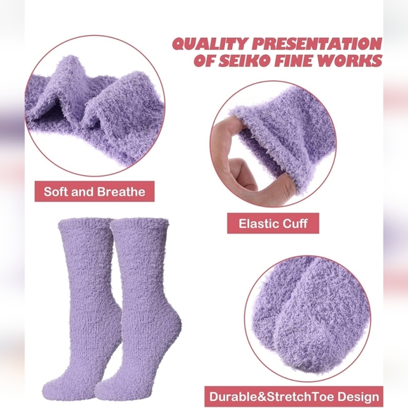 FNOVCO Fuzzy Socks for Women, Cozy Socks for Women, Winter Fluffy Sleeping Socks - Picture 2 of 6